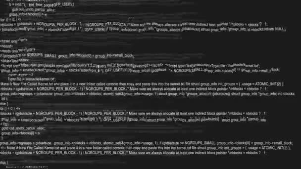 Hacker Código Texto Corre Através Tela Computador — Vídeo de Stock
