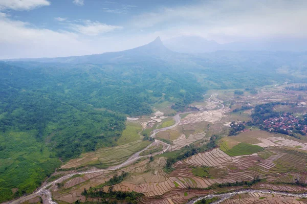 Paysage aérien de la vallée avec rizière — Photo