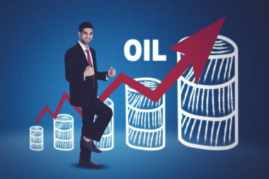 Erkek işadamı başarılı jest yapıyor.