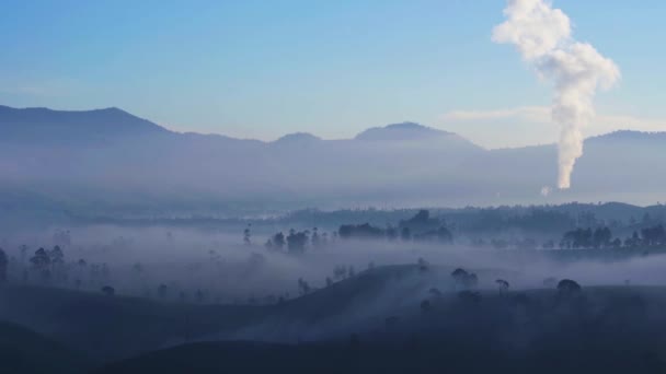 Belle Montagne Volcanique Éclate Matin — Video