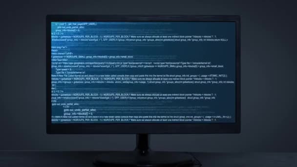 Hacking Przepływu Danych Kodu Wyświetlającego Się Monitorze — Wideo stockowe