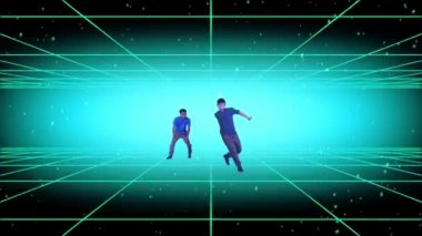 Şebeke geçmişi olan iki genç adam hip hop dansı yapıyor.