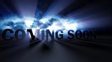 Yaklaşan metin animasyonu mavi ışık ışınlarıyla aydınlatıldı