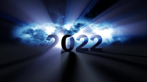 Rayos Luz Azul Iluminado 2022 Número Animación — Vídeos de Stock