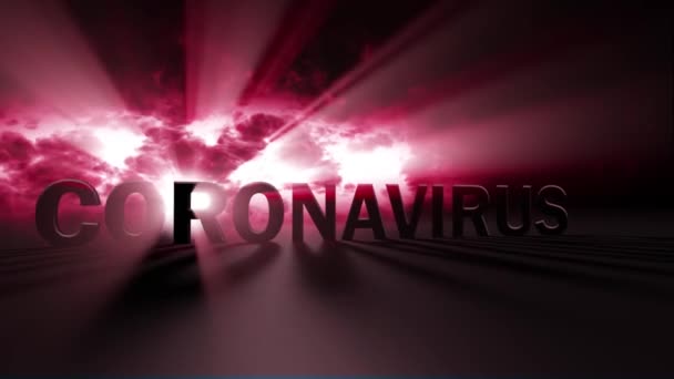 Palabra Coronavirus Mostrando Sobre Fondo Oscuro — Vídeos de Stock
