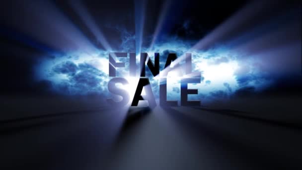 Final Sale Text Animation Lit Blue Light Rays — Stock Video