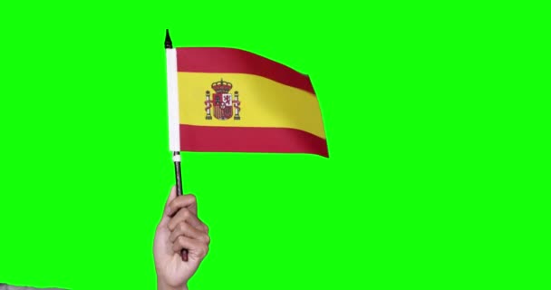 Neznámá Ruka Držící Vlajku Španělska — Stock video