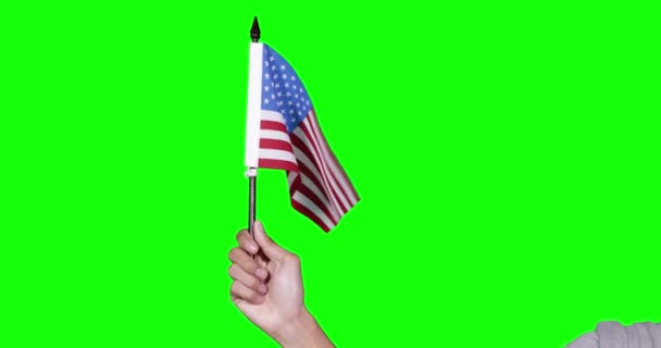Unknown Hand Holding Waving Flag United States — Stock Video