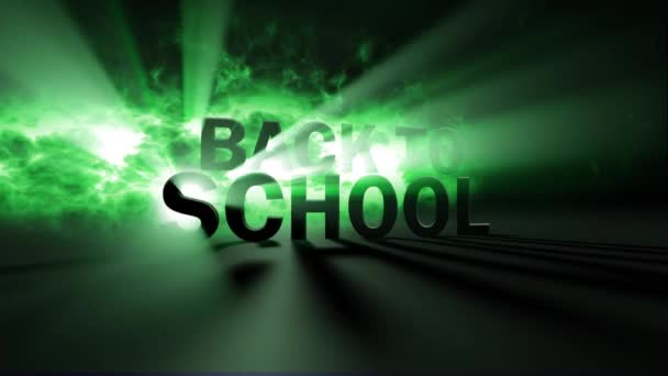 Back School Text Animation Lit Light Rays — Stock Video