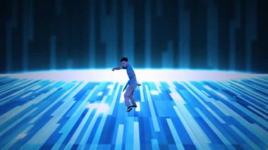 Hip hop dansı yapan genç bir çocuğun silueti.