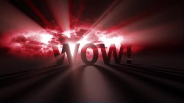 Işık ışınlı WOW 'un 3B kelime animasyonu 