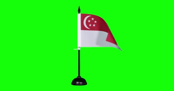 Drapeau Miniature Singapour Flottant Sur Mât — Video