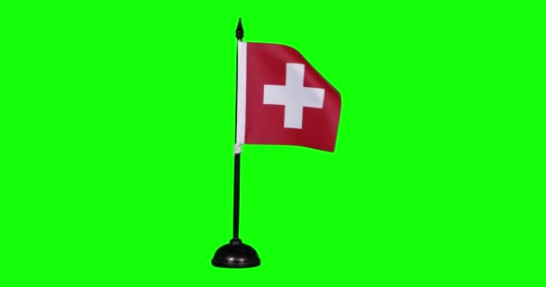 Miniature Flag Switzerland Fluttering Flagpole — Stock Video