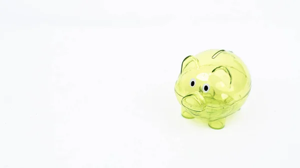 Empty Transparent Piggy Bank Isolated White Background — Stock Photo, Image