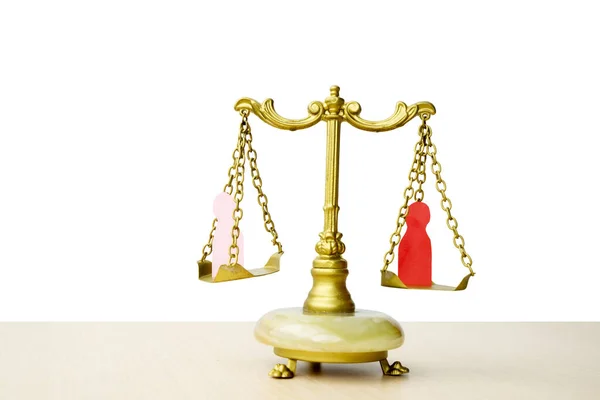 Scales Justice Law Table Isolated White Background — Stock Photo, Image