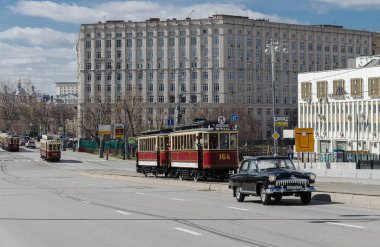 Retro-tramvay geçit Moskova'da