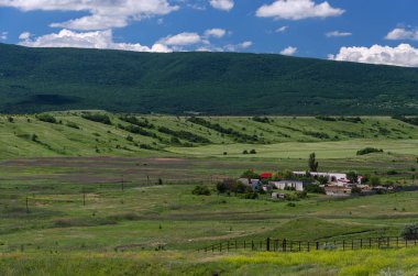 Kırım Belogorsk şehir bir safari parkta güzel bir manzara ateş.