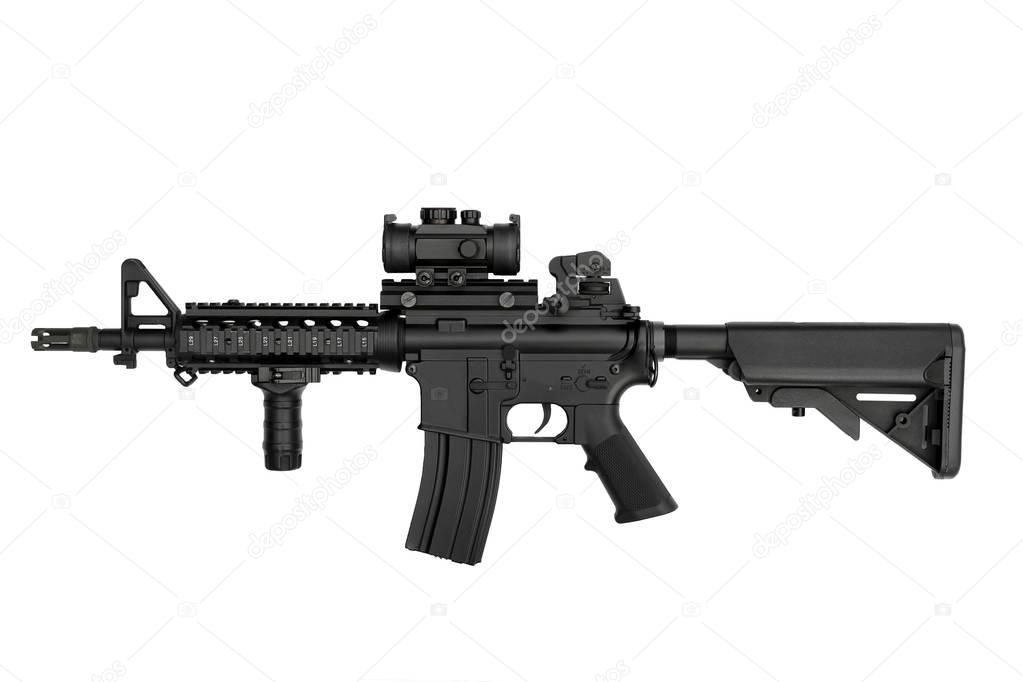 US Army weapon M4A1 carbine isolated on white background.