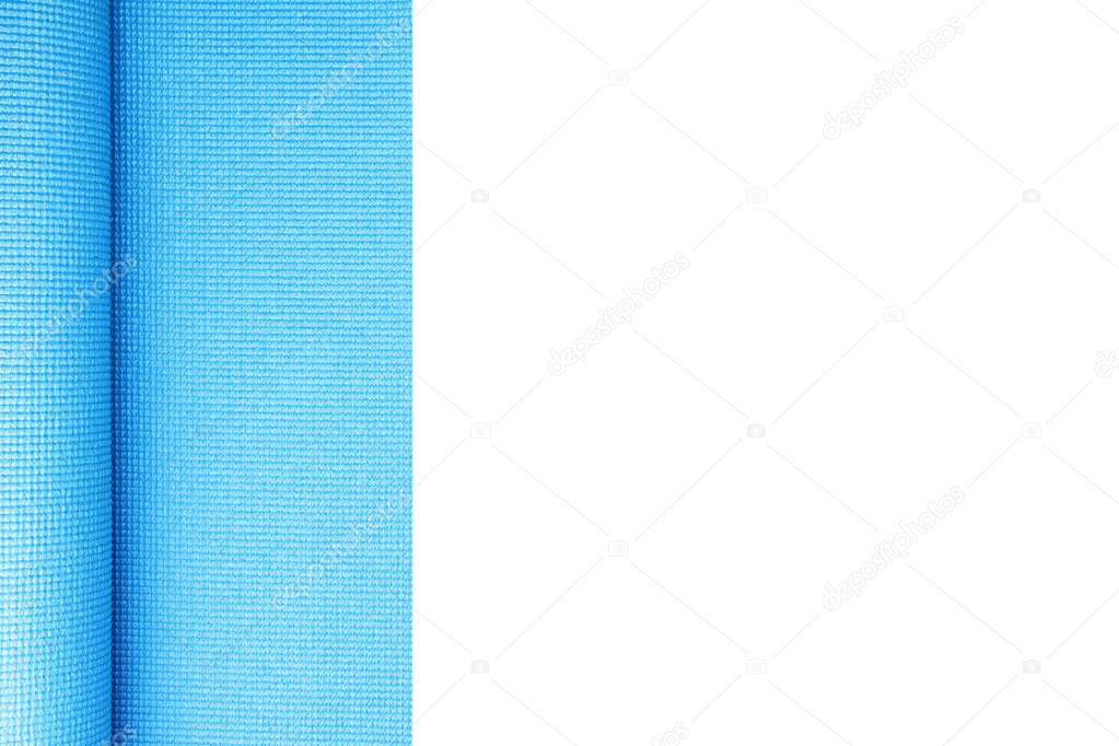 Blue Yoga Mat with White Background.