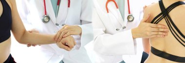 Tıbbi ortopedik Doktor muayene eklem ağrısı kadın hasta.