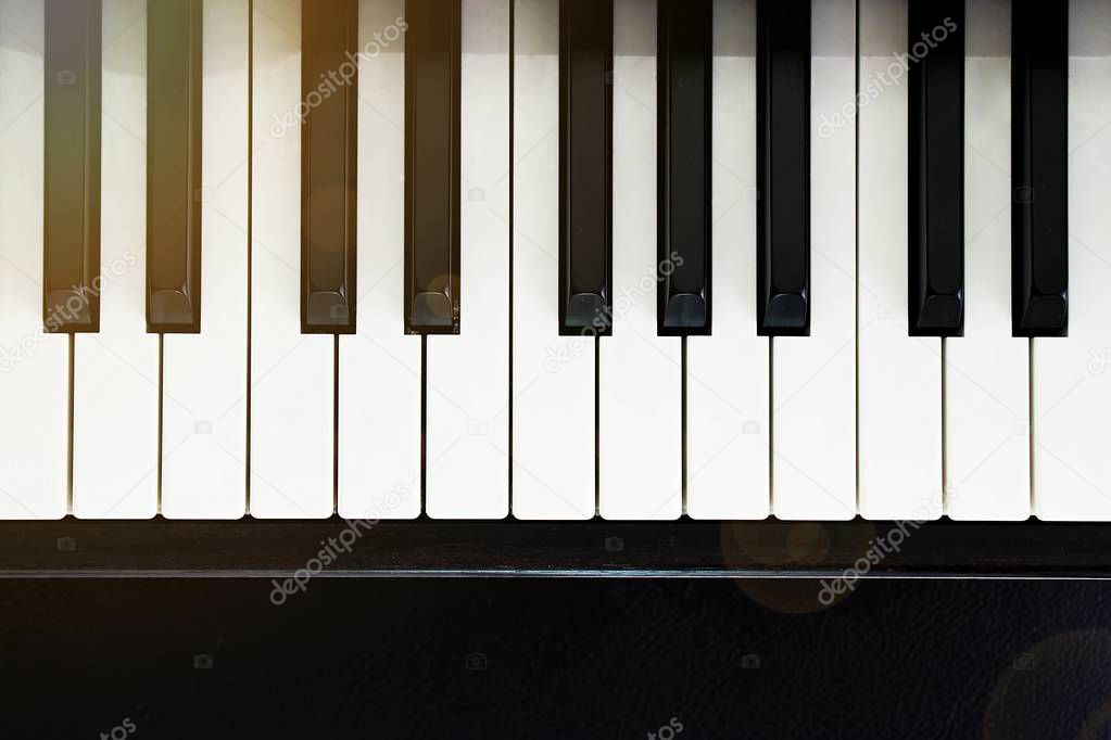 Piano keys viewed from above