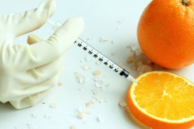 Doğal C vitamini güzellik ürün kavramı, organik portakal çıkarma ilaç cilt bakımı için.