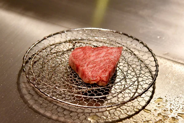 Filete Ternera Wagyu Presentando Carne Kobe Lujo Parrilla Grado Mejor — Foto de Stock