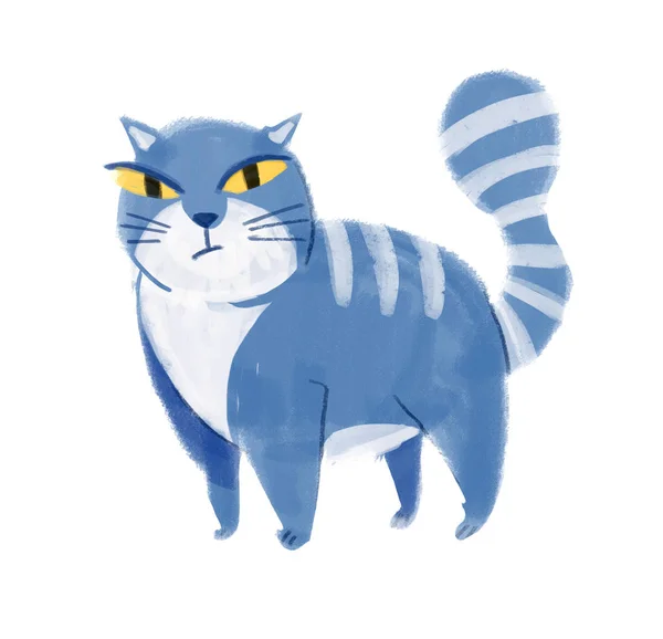 Kék macska. Kézzel rajzolt — Stock Fotó