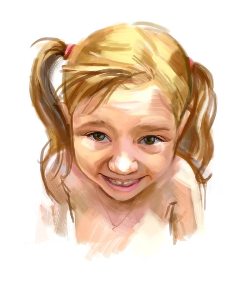 Портрет маленької дівчинки, написаної вручну — стокове фото