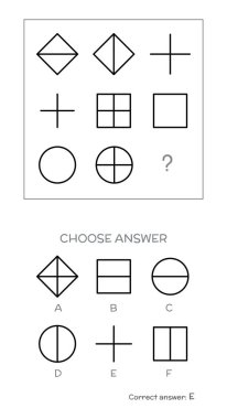 IQ testi. Doğru cevap seçin