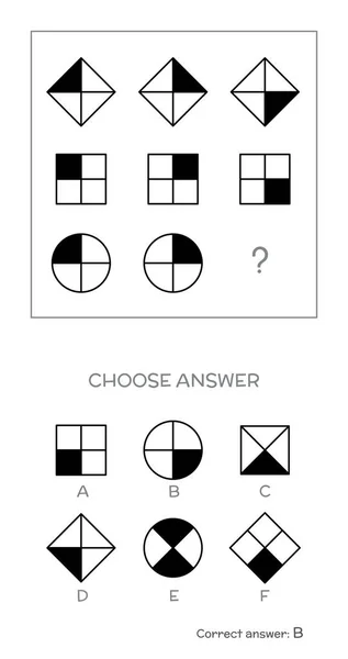 IQ test. Choose correct answer — Stock Vector