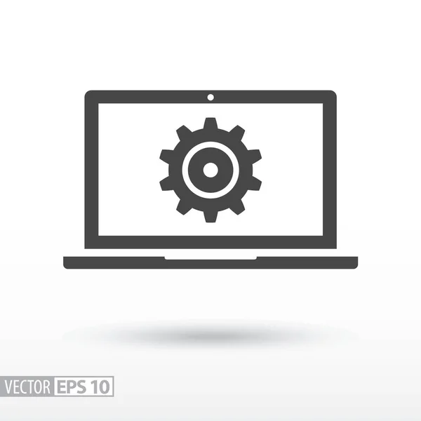 Computer-Flach-Symbol. Zeichencomputer. Vektor-Logo für Webdesign, Mobiltelefone und Infografiken — Stockvektor