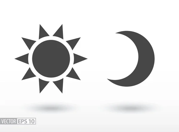 Icono plano de sol y luna. Logo vectorial para diseño web, móvil e infografías — Archivo Imágenes Vectoriales