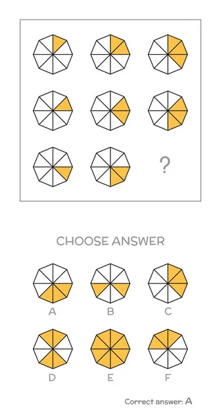 IQ test. Vyberte správnou odpověď — Stockový vektor