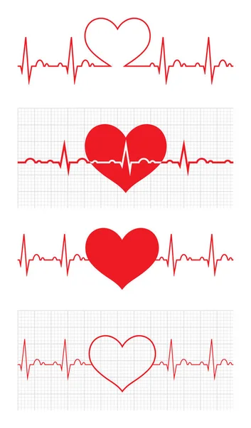 Oregelbundna hjärtslag. Kardiogram. Hjärt cykel. Medicinsk ikonen. — Stock vektor