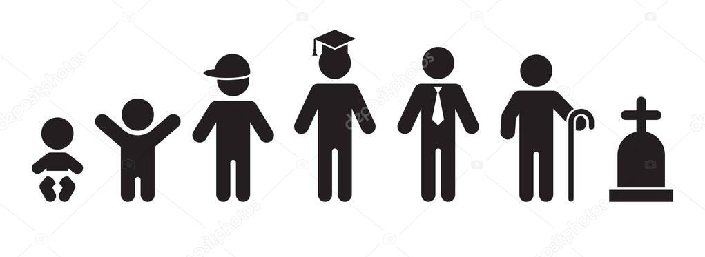 All ages flat icon. Vector logo for web design, mobile and infographics. Vector illustration eps10. Isolated on white background.