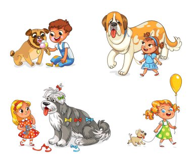 Çocuk ile köpek yürüyüş