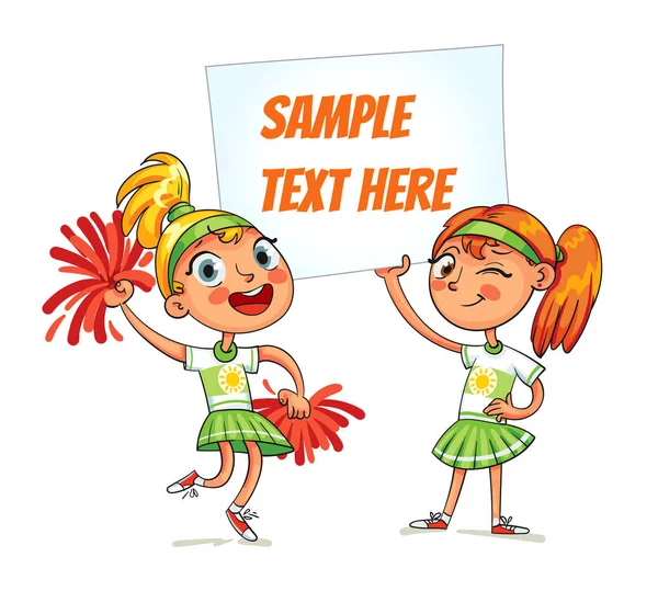 Cheerleaders are holding a poster — Stock Vector