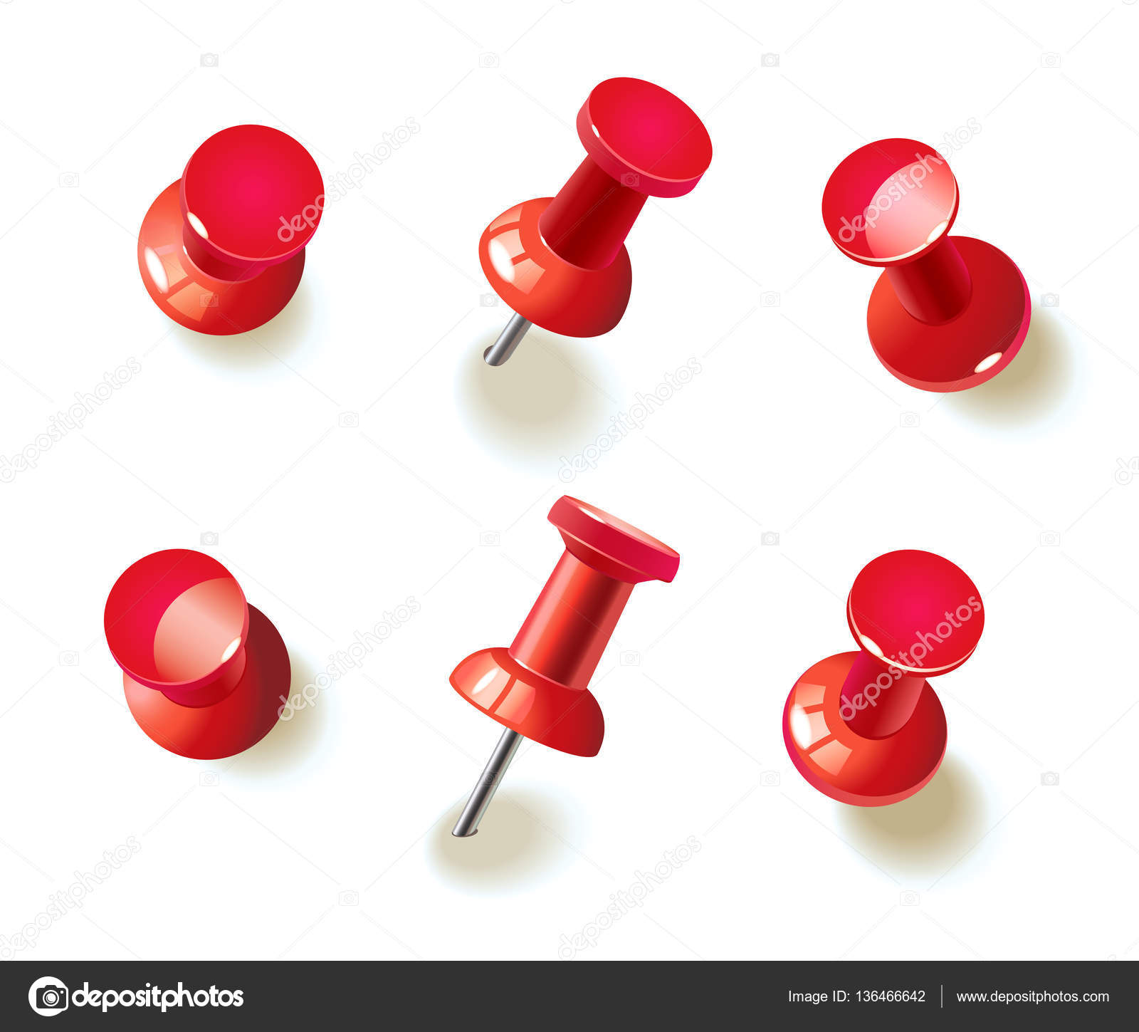 Colored push pins illustration isolated on a white, Stock vector