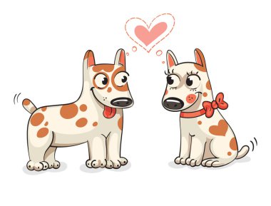 İki köpek aşık birbirlerinin gözlerinin içine bakmak