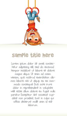 Child holding empty blank poster hung upside down clipart
