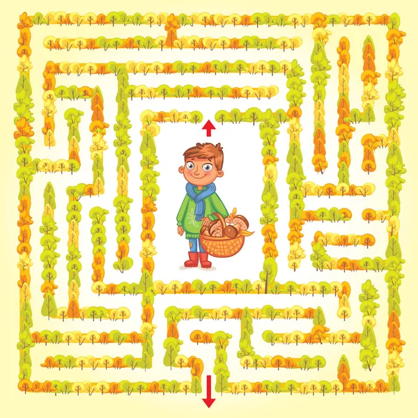 Help the character to find a way out of the maze — Stock Vector