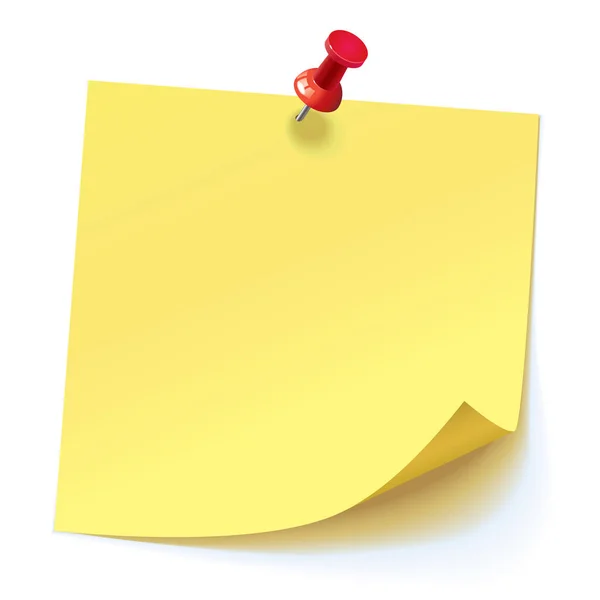 Sticker jaune épinglé bouton-poussoir rouge — Image vectorielle