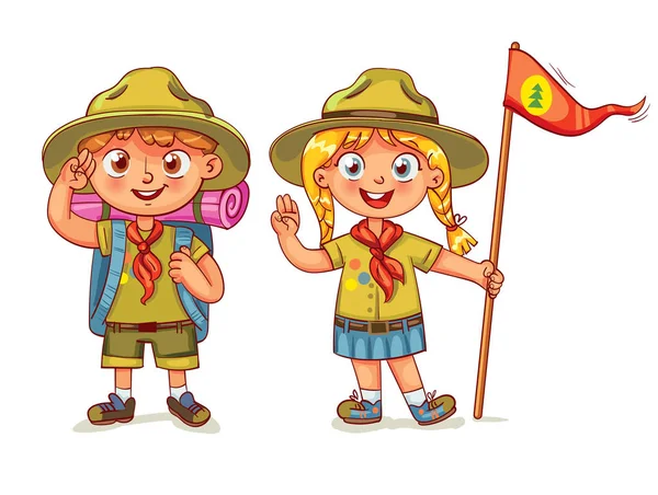 Мальчик-скаут и девочка-скаут Лицензионные Стоковые Иллюстрации