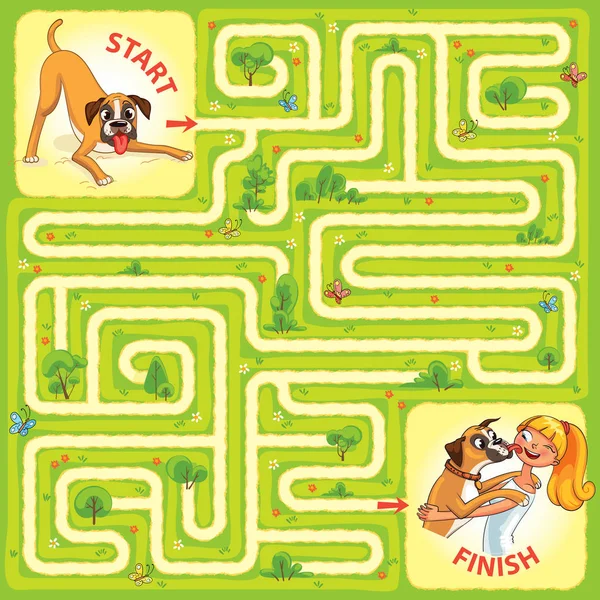 Help the character to find a way out of the maze — Stock Vector