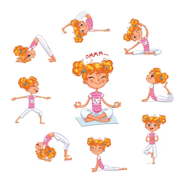 Chica dedicada a ejercicios físicos. Yoga niño — Archivo Imágenes Vectoriales