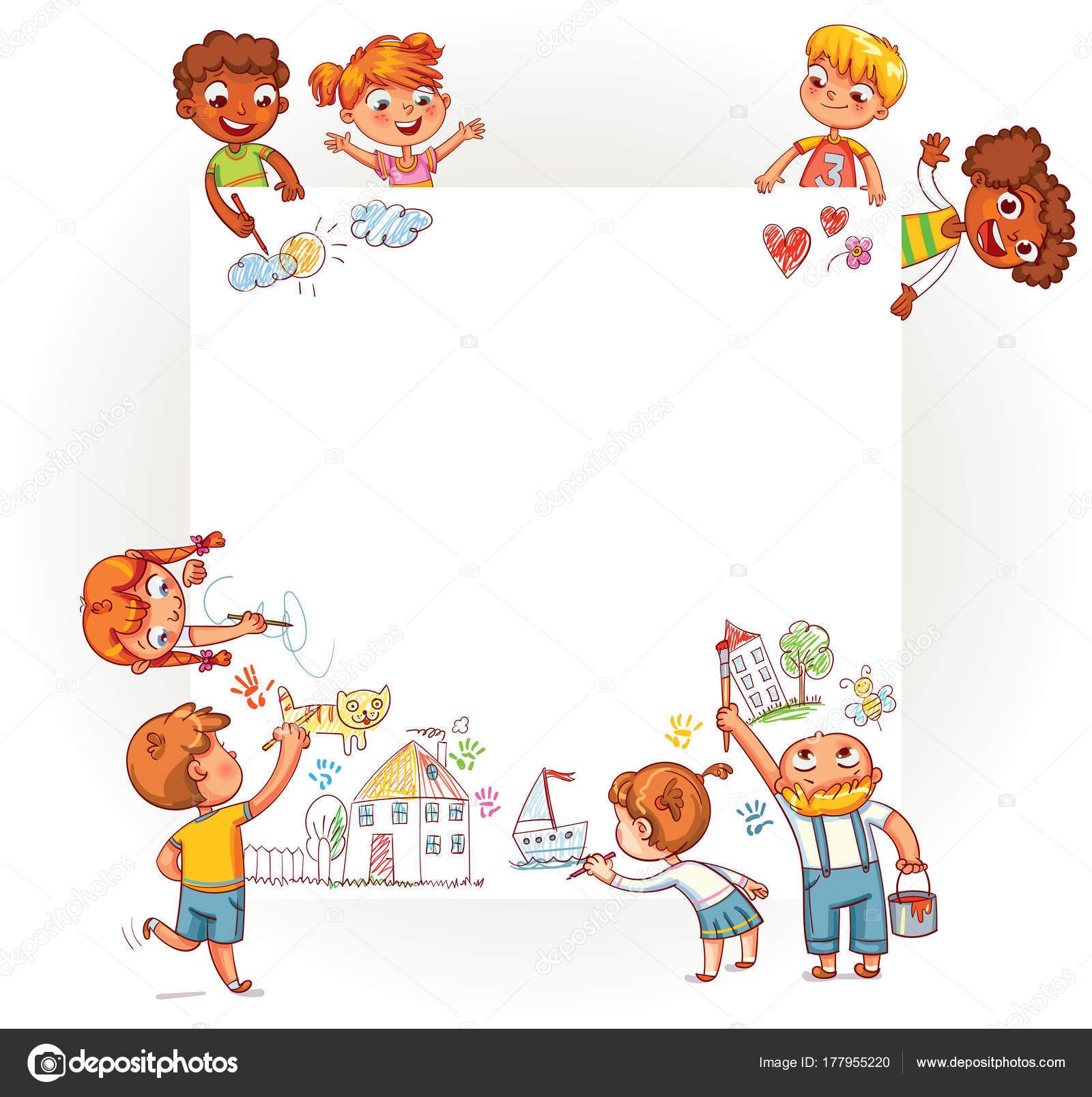 Different children draw on large poster Stock Vector Image by  ©kharlamova_lv #177955220
