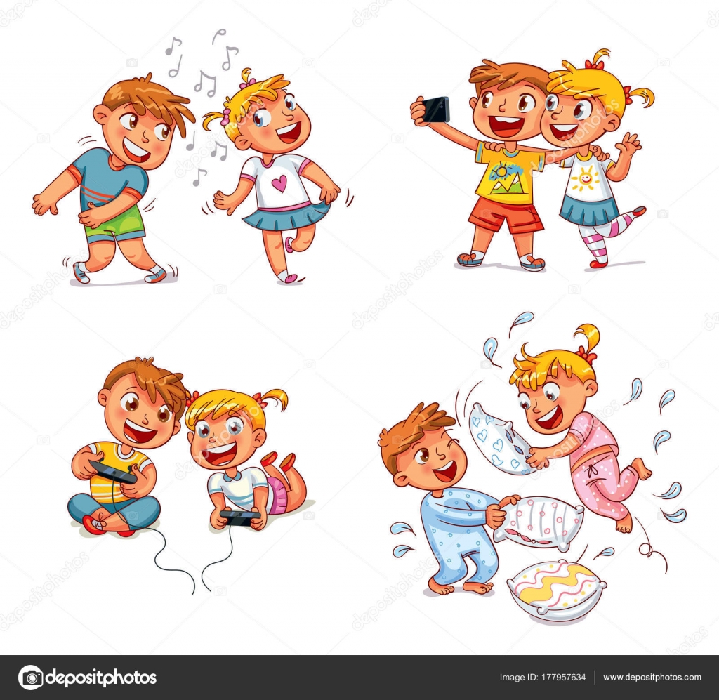 Children spend leisure time fun Stock Vector Image by ©kharlamova_lv  #177957634