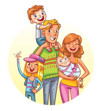 Aile portresi. Komik çizgi film karakteri