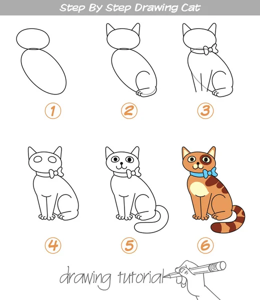 Dibujo paso a paso Cat — Vector de stock